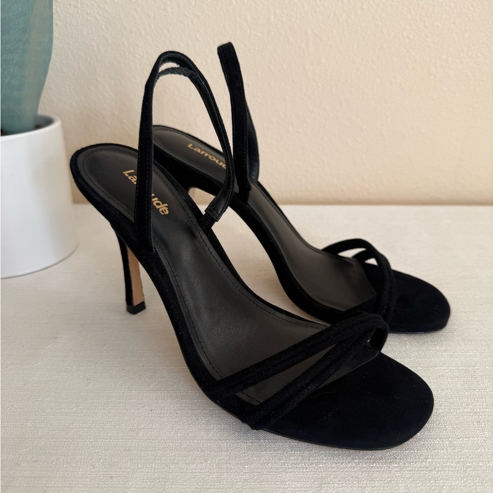 Larroude Black Suede Strap Elegant Heels - Picture 4 of 11
